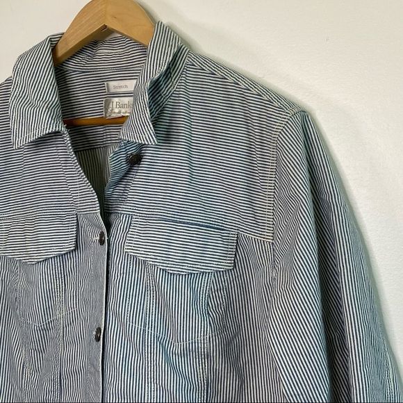 CJ BANKS micro stripe button down cotton jacket 2X - Picture 4 of 7
